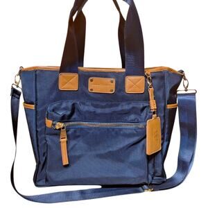 Adrianne Vittadini Navy blue laptop travel tote bag personal item size crossbody